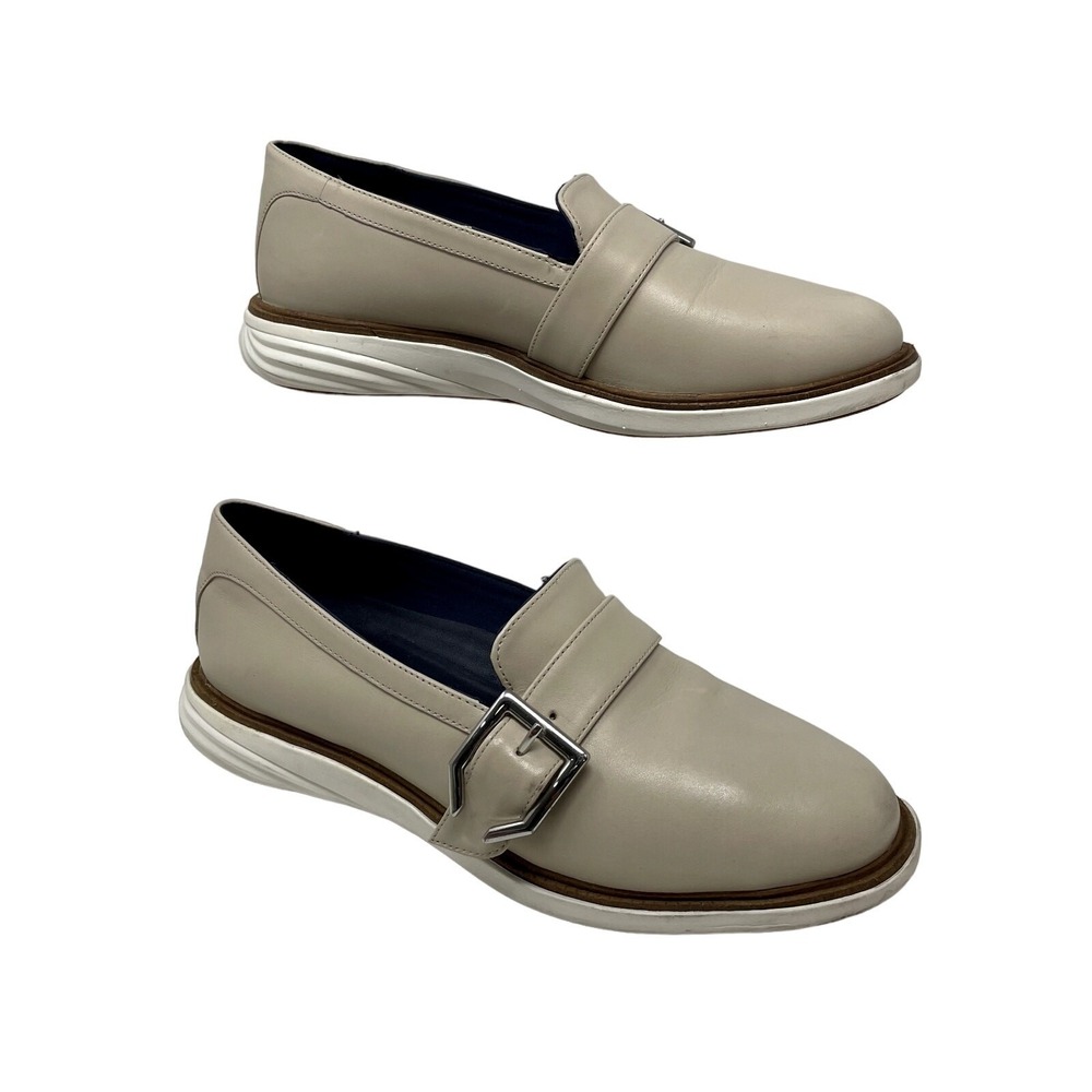 Cole Haan Womens Grand Evolution Slip On Buckle Loafers Beige Size 5.5 B Neutral